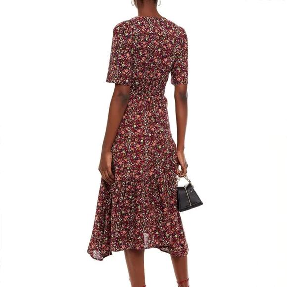 ba&sh Dresses & Skirts - ba&sh Silvine Gathered Floral Print Crepe Midi Dress - Size 2 - Medium
